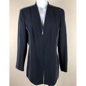 Escada Pure New Wool Zipper Jacket Pad Shoulders